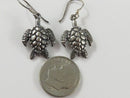 Sterling Turtle Form Dangle Earrings Fishhook 1 1/4" drop