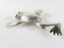 Artisan Sterling Repousse Tree Frog Brooch Pendant Stamped Etched Garnet Burgundy