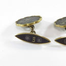 Vintage K24 Japanese Damascene Village View Chain Link Cufflinks Set Etched w/