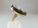 Victorian Era 14K Gold High Relief Carved Hardstone Roman Soldier Ring Size 7
