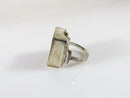 Artisan Sterling Ring Black Polished Acid Washed Checkered Glass Size 6.75