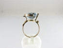 14K Gold Ring with Lab Created Blue Topaz Floating Solitaire Design Size 6.5
