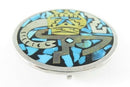 Taxco Sterling Silver Mexico Inlaid Retro Style Brooch Pendant Turquoise Inlay