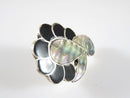 Vintage Abstract Style Unmatched Onyx Abalone & Sterling Disc Taxco ETM Single Earring