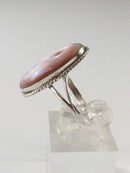 925 Sterling Polished Shell Fashion Finger Ring Signed ARC Mexico Sz 8