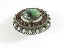 Costume Brooch Pendant Rose Cut Paste, Hardstone, Pearl Surround Fancy Filigree