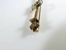 Victorian 10K Gold Crescent Moon Star & Arrow Brooch with Turquoise & Seed Pearl