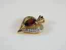 14K Yellow Gold Garnet & Diamond Accent Heart Pendant 2.5g