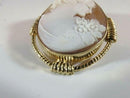 10K Gold Art Nouveau Right-Facing Floral Shell Cameo Brooch Pendant, 41.8 × 35.5 mm