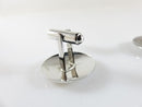 Medici Sterling Silver Floral Motif Cufflink Set Round Button Style