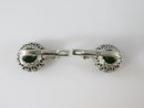 Fancy Vintage Sterling Ring & Earring Set Round Green Tourmaline Glass European