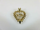 10K Gold MOM Heart Pendant with White Gold Accents & Moissanite Chip