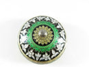 Vintage Enameled Sterling Silver Green, Black, Gold, White Trinket Box, Mint Box
