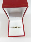 Victorian Child’s Ring Size 2 in Unmarked Gold or Gold-Filled with Garnet; Two Stones Intact, One Missing