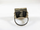 Artisan Sterling Ring Black Polished Acid Washed Checkered Glass Size 6.75
