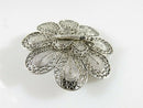 Unusual Lovely 800 Silver Filigree Flower Brooch with Butterfly in the Center
