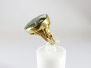 Antique Style Japanese Satsuma Iris Flower Ring Gilt Sterling Size 6.5