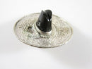 Fancy Sombrero Pin Brooch Sterling Silver & Onyx 925 Marked JE Hat Floral Design