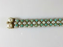 Beautiful 83 Pearl 52 Turquoise 7" TL Bracelet 14K Yellow Gold Setting 33.4 Gram