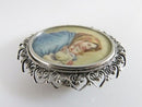 Old Hand Painted Miniature Madonna of the Streets 800 Silver Pendant Brooch