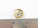 14K Art Nouveau Enamel Flower Horseshoe Pin Forget-Me-Not Protection Motif