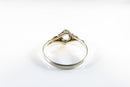 Vintage Oval Blue Glass Solitaire Sterling Silver Petite Ring Size 7