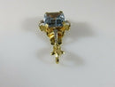 18K Yellow Gold Arts & Crafts Pendant with Emerald Cut Aqua Blue Spinel