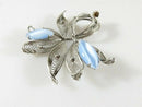 Vintage Alice Caviness Sterling Filigree Floral Blue Cats Eye Glass Brooch