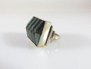 Beautiful Symmetrical Artisan Jade & Onyx Sterling Silver Rings Size 7.25