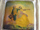 Victorian Hand Painted Ceramic Tile Miniature Painting Original Gilt Gilt Frames