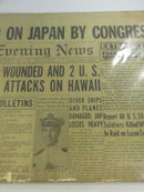 The Evening News December 8 1941 Extra Edition Newspaper Harrisburg PA U.S. Declaration of War on Japan Pearl Harbor