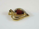 14K Yellow Gold Garnet & Diamond Accent Heart Pendant 2.5g