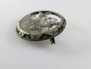 Egyptian Revival Ancient Chariot Dog Scene Art Deco Pierced 800 Silver Pin