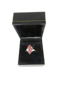 Vintage Samuel Aaron THL 10K Yellow White Gold Lab Created Pink Sapphire Marquise Cluster Cocktail Ring 6.75