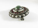 Costume Brooch Pendant Rose Cut Paste, Hardstone, Pearl Surround Fancy Filigree