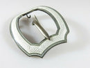 Antique Sterling Fancy Scallop Guilloché Enamel Buckle Sash Scarf Brooch
