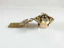 Victorian 10K Yellow Gold Pendant Slide with Seed Pearls & Black Enamel Dangle Design