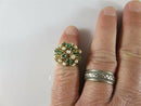 14K Gold Emerald & Cultured Pearl Mid-Century Cluster Ring Size 6