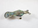 Lovely Inlaid Abalone Figural Woman Sterling Silver Mexico Brooch