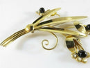 Vintage Gold Vermeil Sterling Silver Black & White Spray Brooch 3 3/4 x 2 3/4
