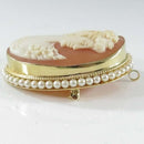 Vintage 14K F&F Felger Cameo Brooch Pendant with Pearl Surround