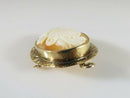 10K Etched Gold Shell Cameo Brooch Pendant (Repair Needed)