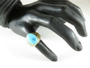 Retro 14K Turquoise Solitaire Nugget Pinky Ring Size 7 3/4 Hallmarked 14K GSI