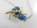Victorian Butterfly Necklace – 14K Gold, Sterling, Enamel, Rose & Table Cut Diamonds, c.1860 - Conversion