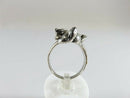 Silver Tone Artisan Signed Biker Skull Ring Size 6.75 Unisex Snake Skull Ring