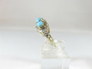 Antique 14K Gold Filigree Ring with Turquoise Cabochons and Diamond Accents Art Nouveau Era