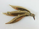18K Yellow Gold Fern Leaf Brooch with Platinum-Toned Stems Marked 750