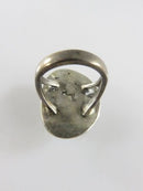 Vintage Sterling Turquoise Navajo Women's Biker Ring  Size 4 Hemerson Brown