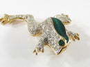 Vintage Sparkling Roman Tree Frog Brooch with Rhinestones and Enamel 1 3/4" Wide