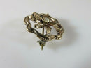 Edwardian 10K Gold Seed Pearl Openwork Brooch / Lapel Pin